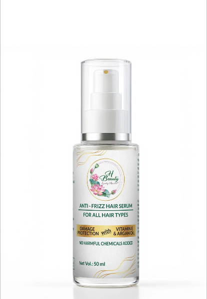 H Beauty Anti-Frizz Hair Serum - Vitamin E & Argan Oil for All Hair Types (50ml)
